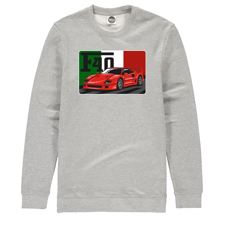 Ferrari F40 Stencil Sweatshirt Heather Grey - click to enlarge