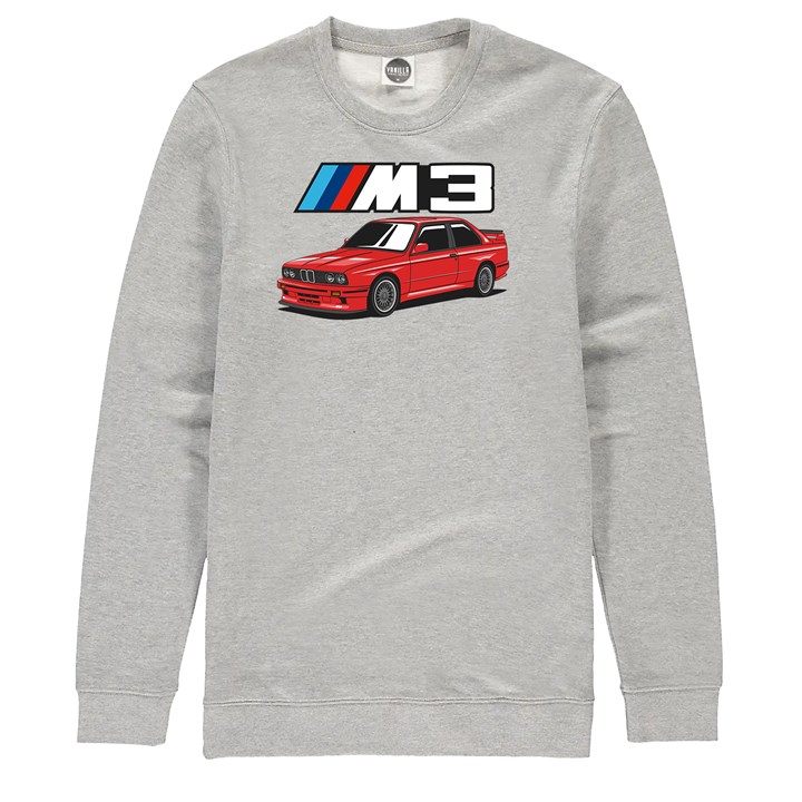 BMW E30 M3 Dream Car Sweatshirt Heather Grey - click to enlarge
