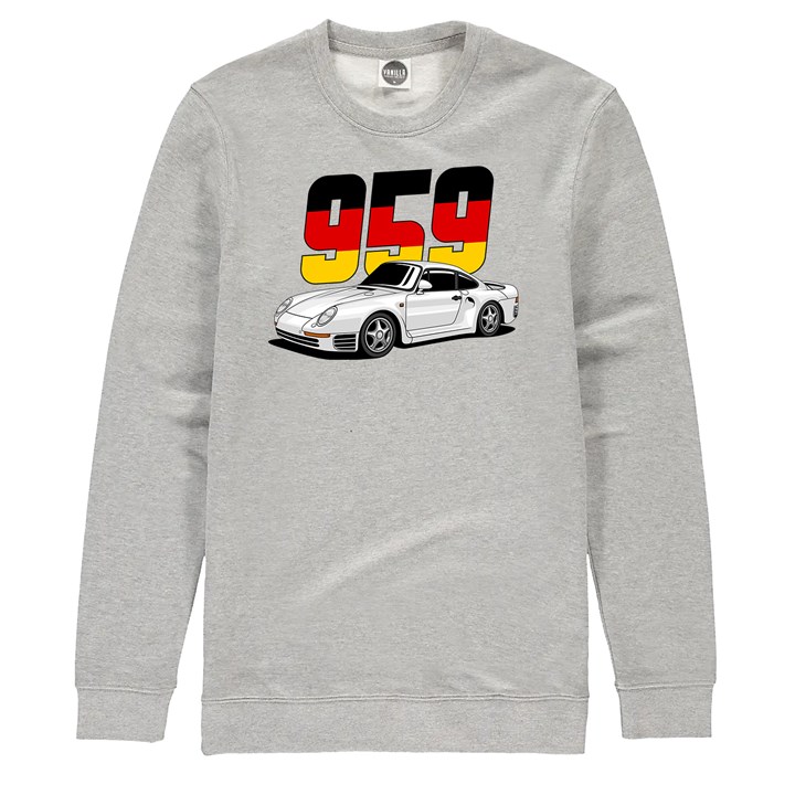 Porsche 959 Dream Car Sweatshirt Heather Grey - click to enlarge