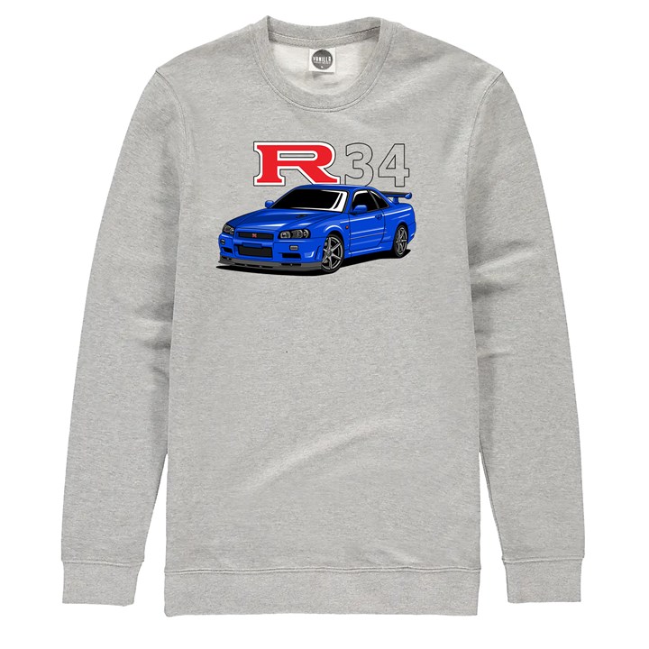 Nissan Skyline R34 GTR Sweatshirt Heather Grey - click to enlarge