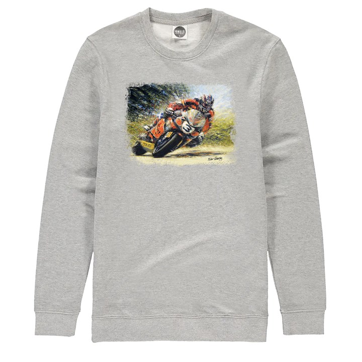John McGuinness Art Print Sweatshirt Heather Grey - click to enlarge