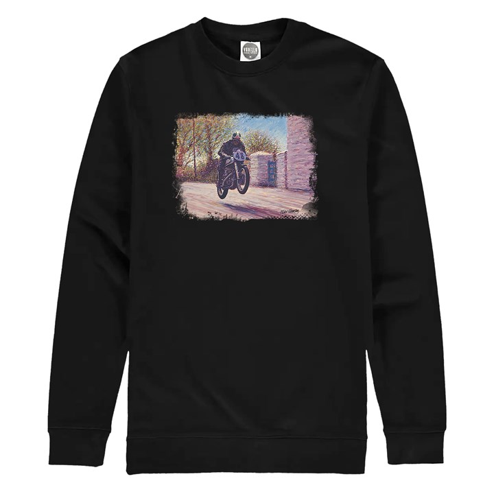Geoff Duke Art Print Sweatshirt Black - click to enlarge