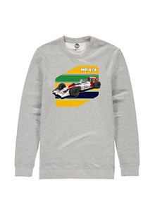 Ayrton Senna F1 Legend Art Print Sweatshirt Heather Grey