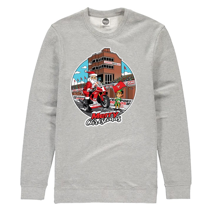 IOM Road Racing Christmas Sweatshirt Heather Grey - click to enlarge