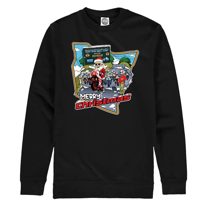 Southern 100 Road Races Christmas Sweatshirt Black - click to enlarge