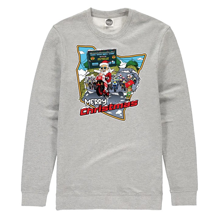Southern 100 Road Races Christmas Sweatshirt Heather Grey - click to enlarge