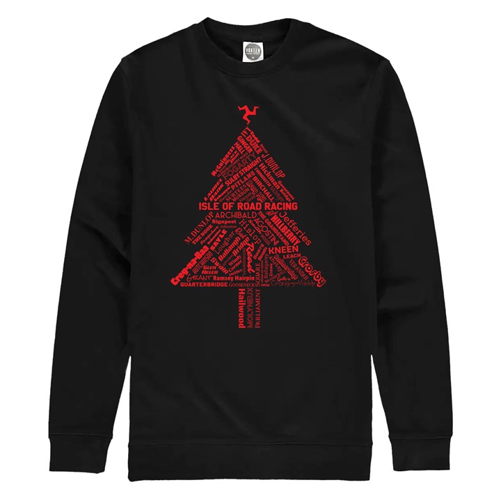 Isle of Road Racing Christmas Tree Sweatshirt Black - click to enlarge