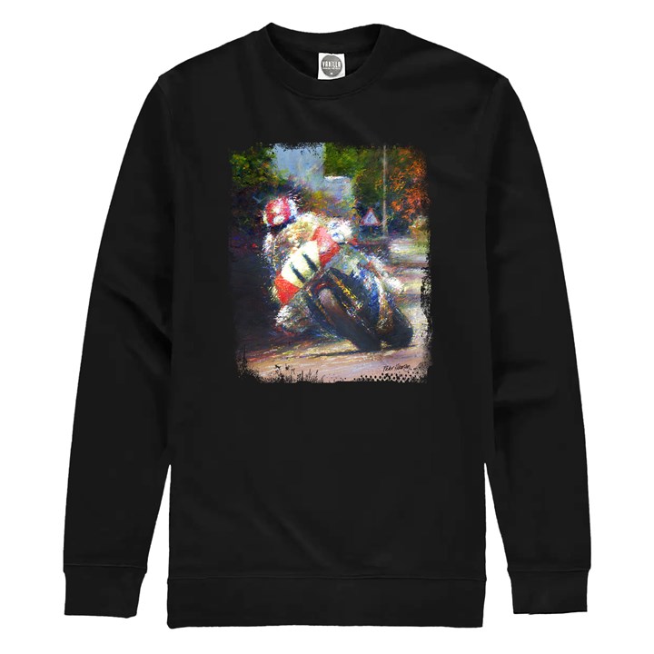 Steve Hislop Honda RVF750 Art Print Sweatshirt Black - click to enlarge