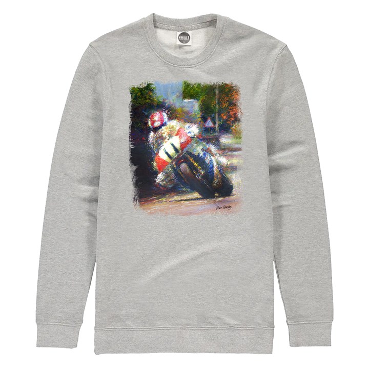Steve Hislop Honda RVF750 Art Print Sweatshirt Heather Grey - click to enlarge