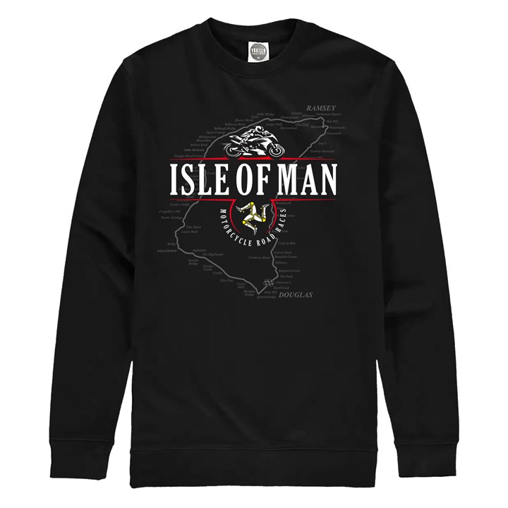 Isle of Man Road Races Mountain Course Map Sweatshirt - click to enlarge