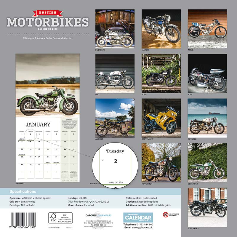 British Motorcycles 2018 Calendar Duke Video